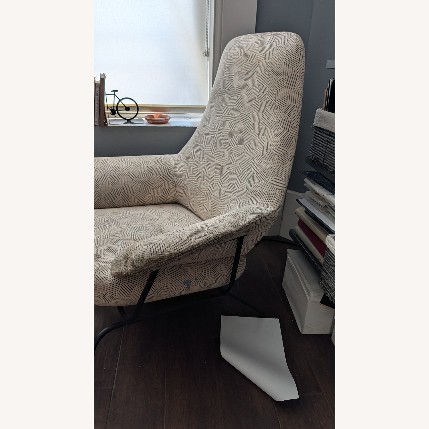 Hem White Armchair With Ottoman - image-2