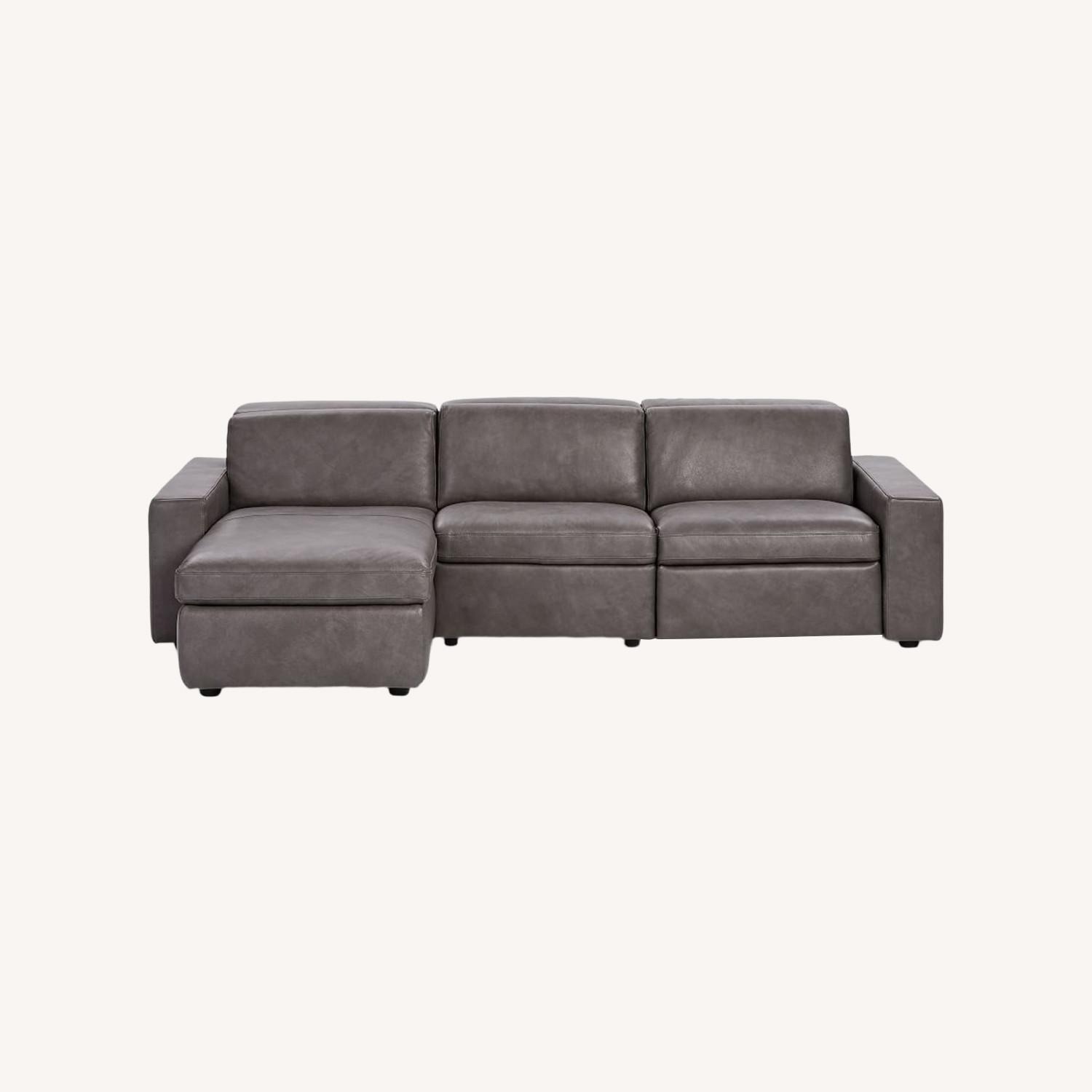 West Elm Enzo Dark Gray Leather Sleeper Sofa - image-0