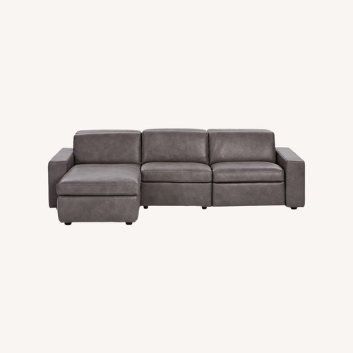 Used West Elm Enzo Dark Gray Leather Sleeper Sofa for sale on AptDeco