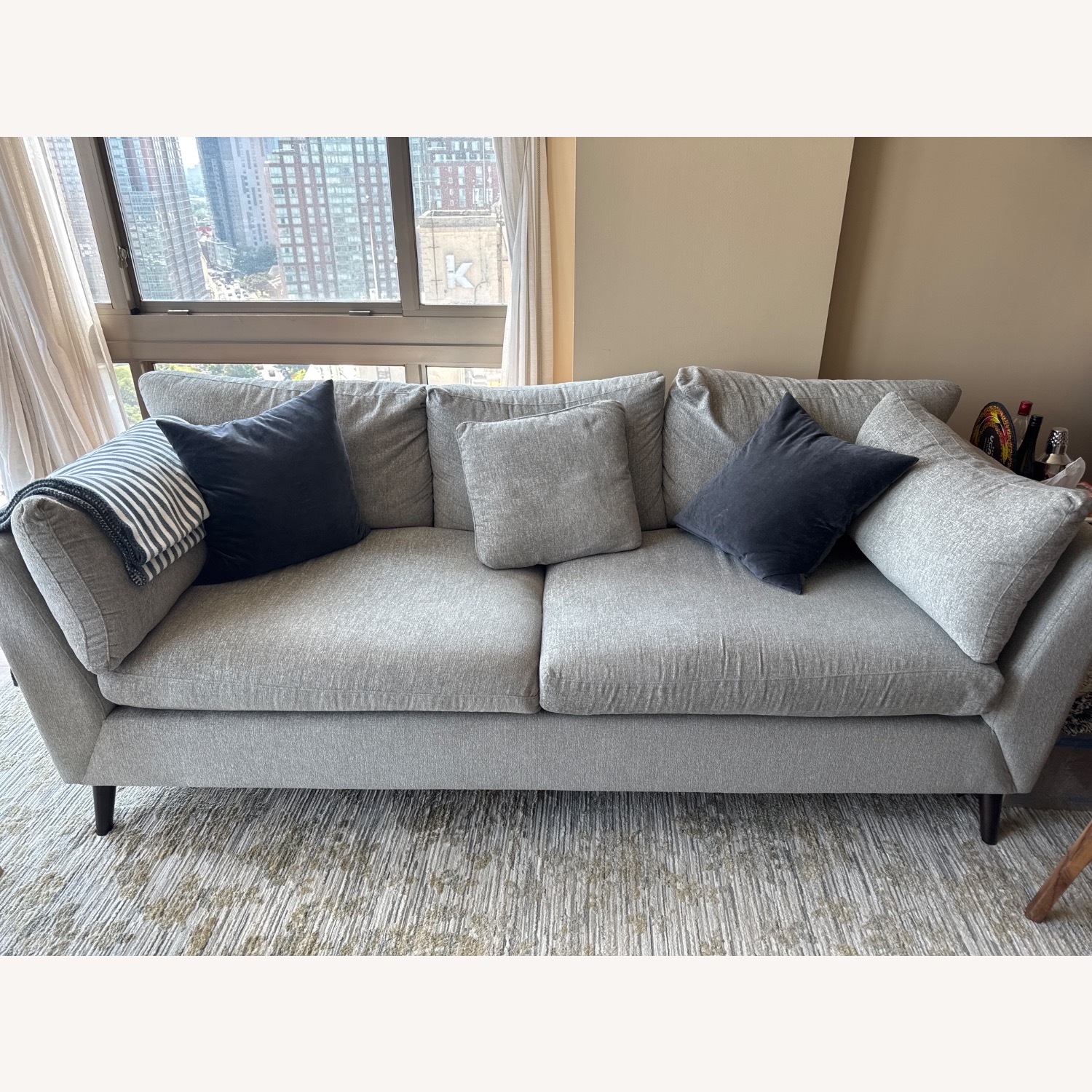 Light Gray Fabric Loveseat - image-1