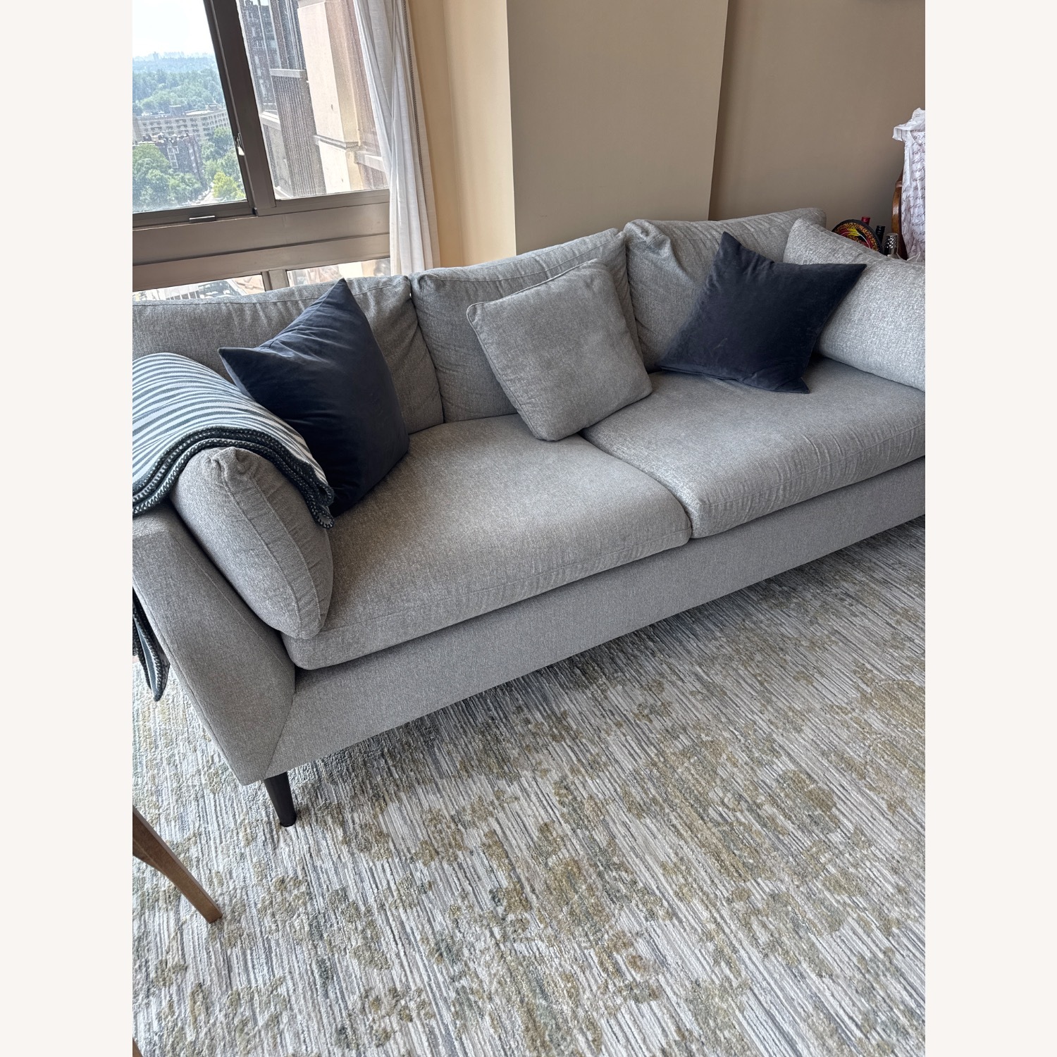 Light Gray Fabric Loveseat - image-2