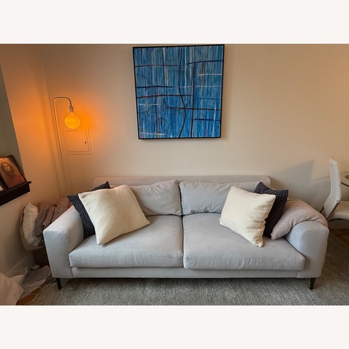 Used West Elm Harper Light Gray Velvet 2 Seater Sofa for sale on AptDeco