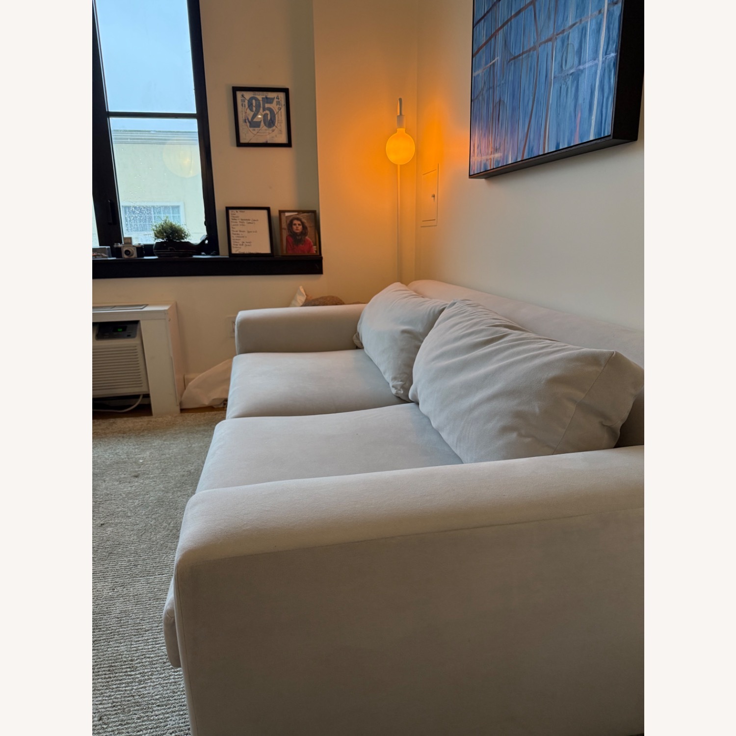 West Elm Harper Light Gray Velvet 2 Seater Sofa - image-2