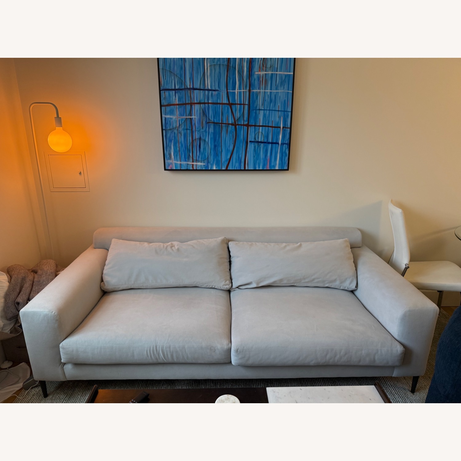 West Elm Harper Light Gray Velvet 2 Seater Sofa - image-3