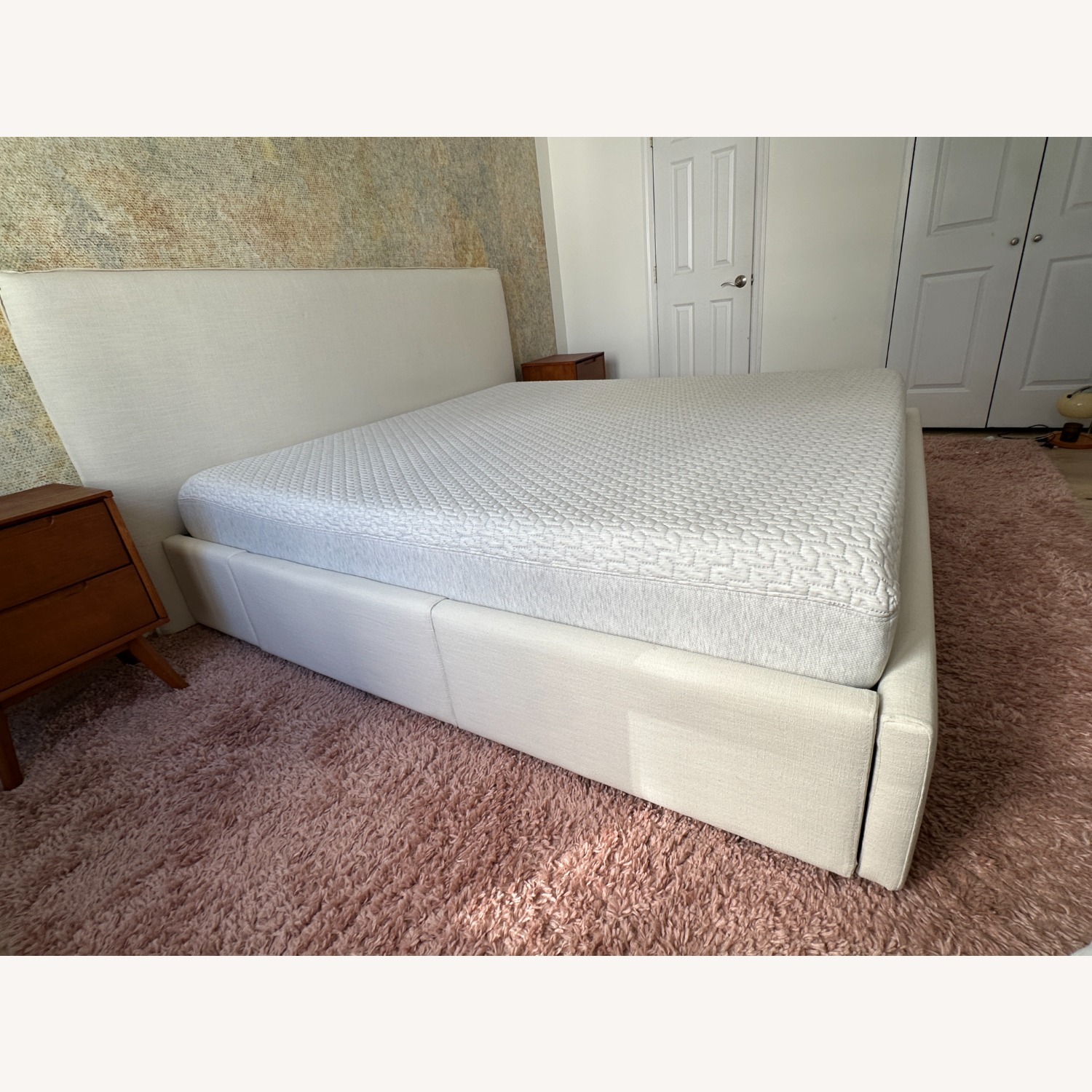 West Elm Freya White Fabric King Bed - image-7
