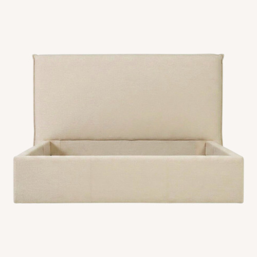 Used West Elm Freya White Fabric King Bed for sale on AptDeco