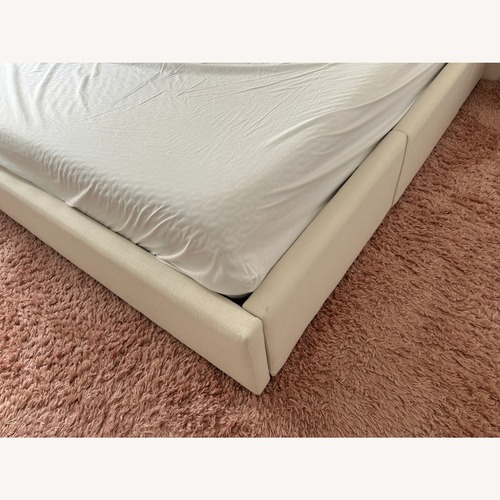 Used West Elm Freya White Fabric King Bed for sale on AptDeco