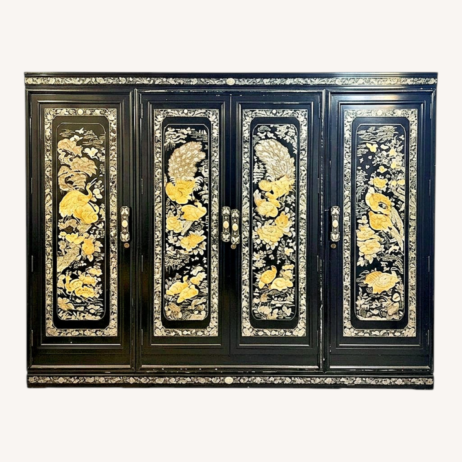 Vintage/Antique Black Wood Armoire - image-0