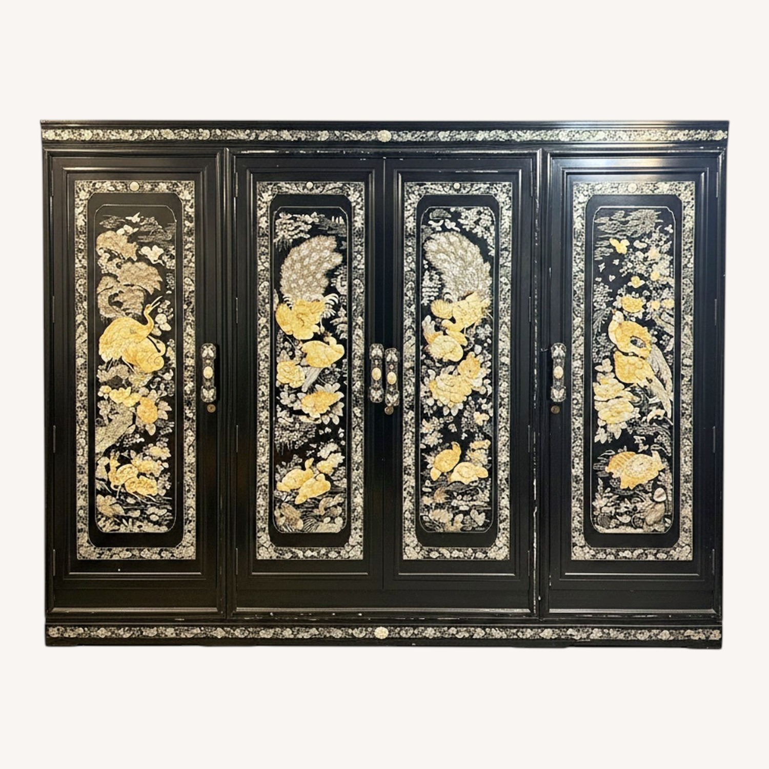 Vintage/Antique Black Wood Armoire - image-1
