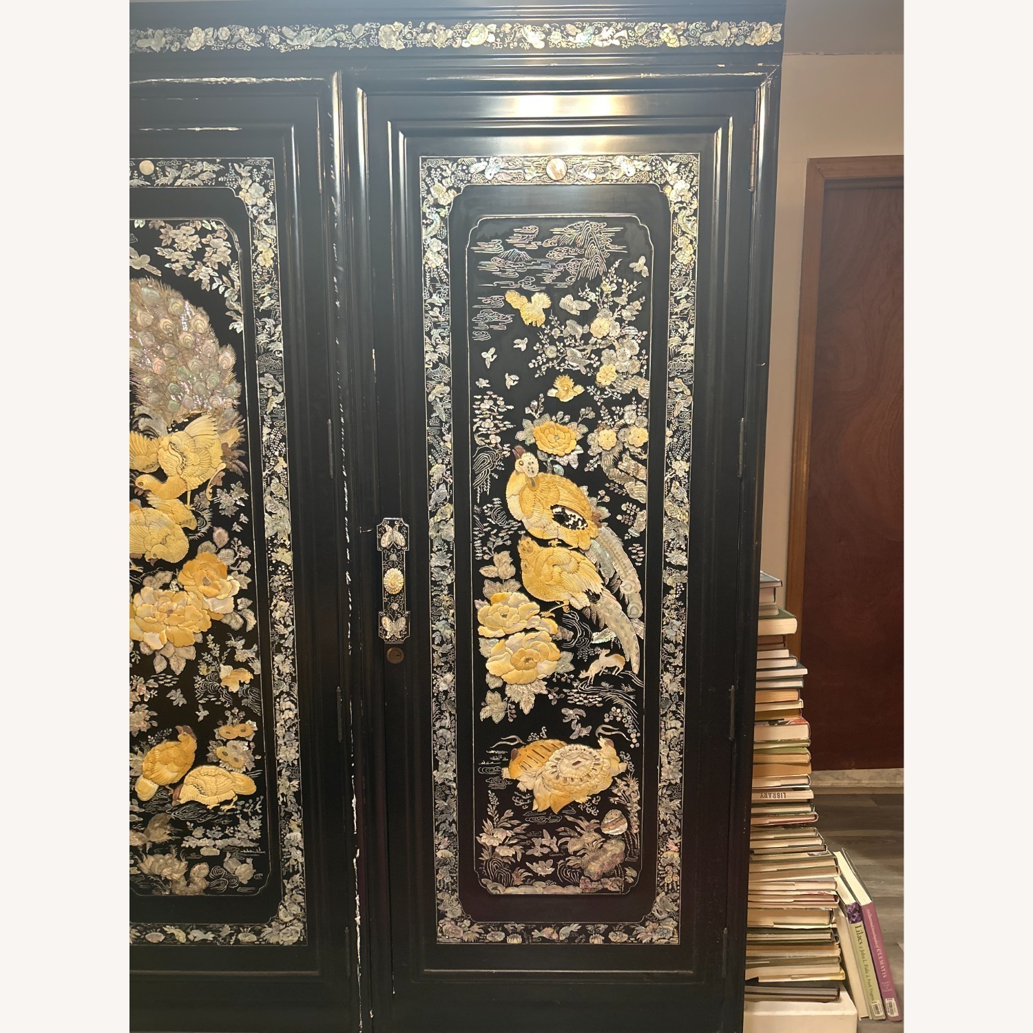 Vintage/Antique Black Wood Armoire - image-2