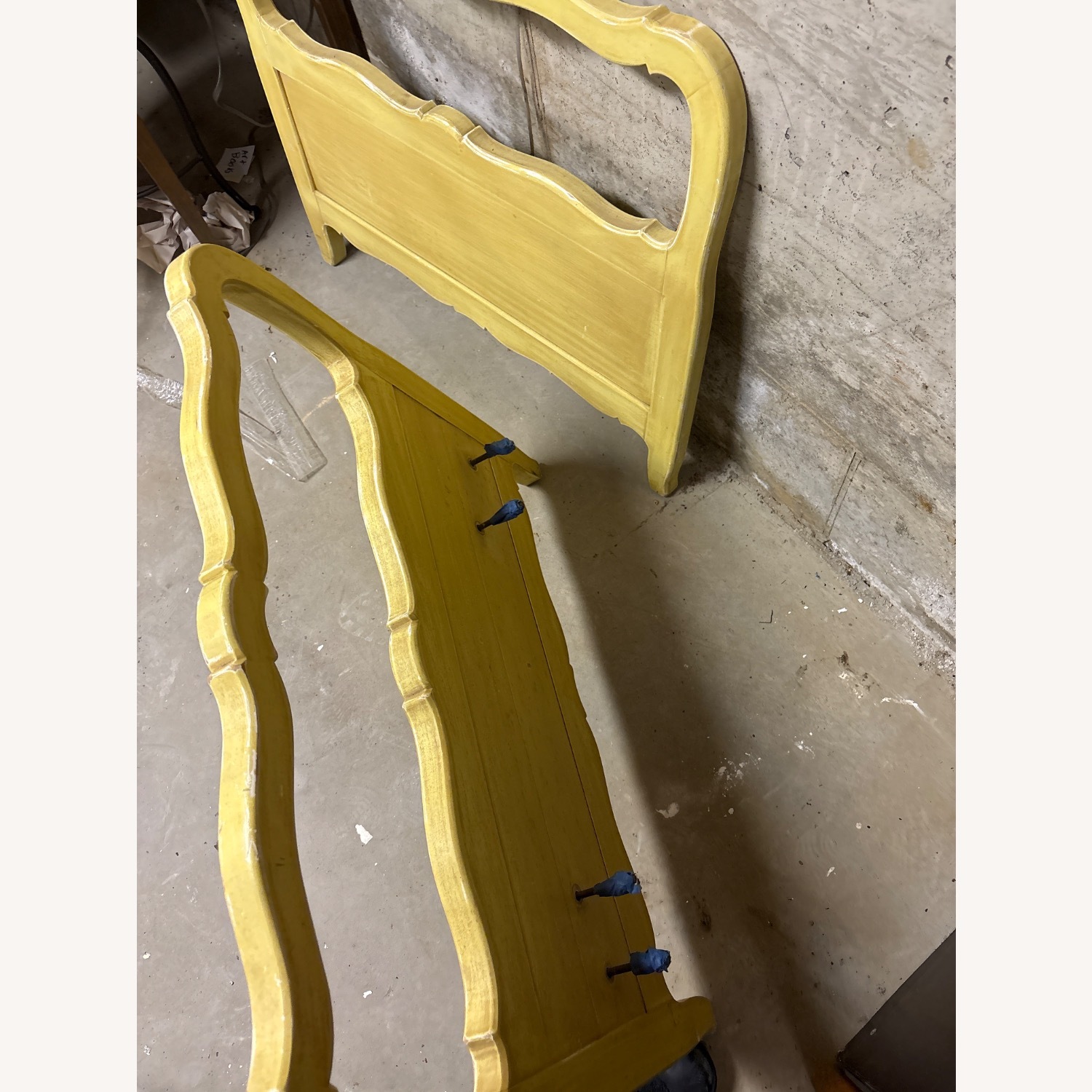 Vintage/Antique Yellow Wood Headboard - image-2