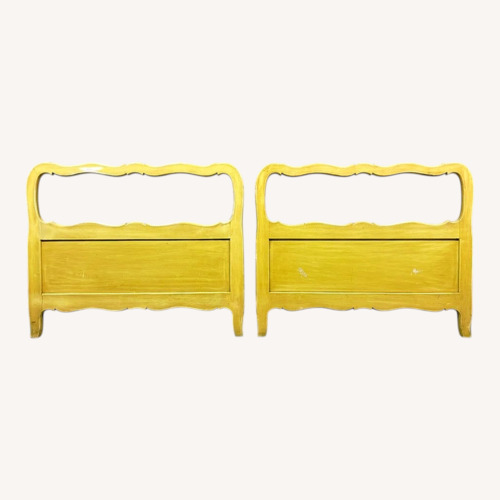 Used Vintage/Antique Yellow Wood Headboard for sale on AptDeco