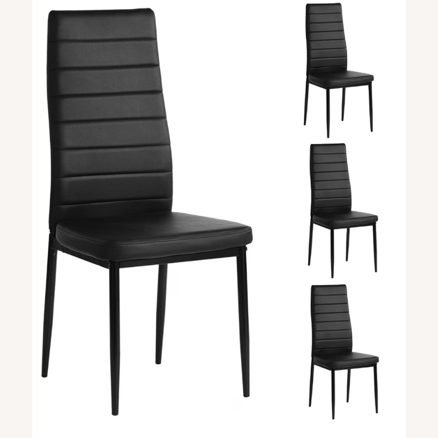 Amazon Modern Dining Chair Black Leather Alloy Steel - image-3