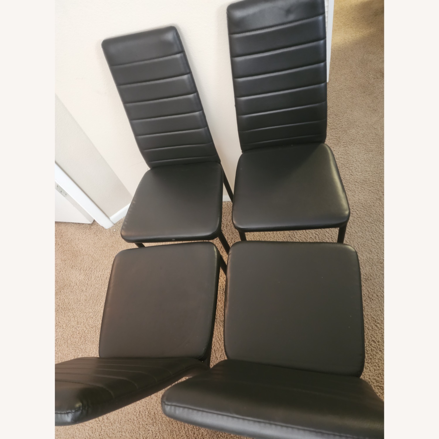 Amazon Modern Dining Chair Black Leather Alloy Steel - image-1
