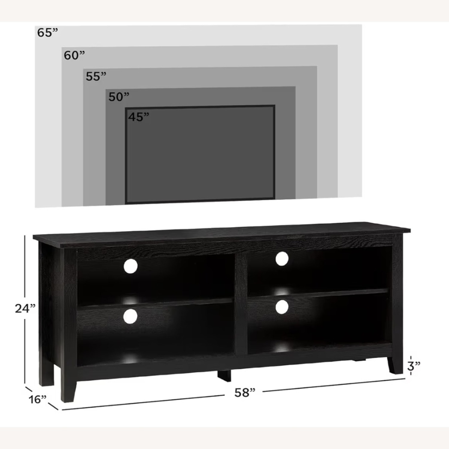 Amazon Black TV Stand for TVs up to 65 Inches - image-1