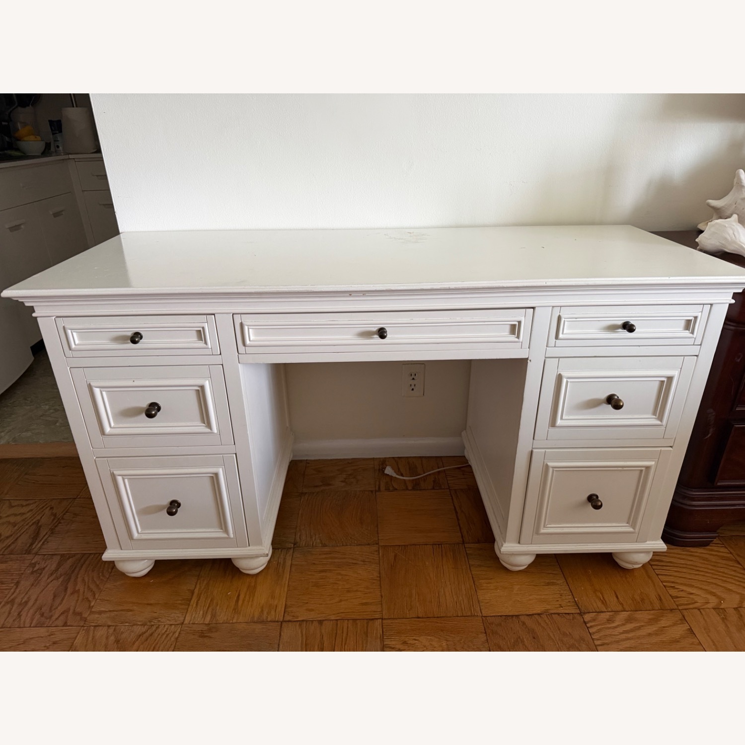 Pottery Barn Chelsea Vanity Desk White Wood Desk - image-1