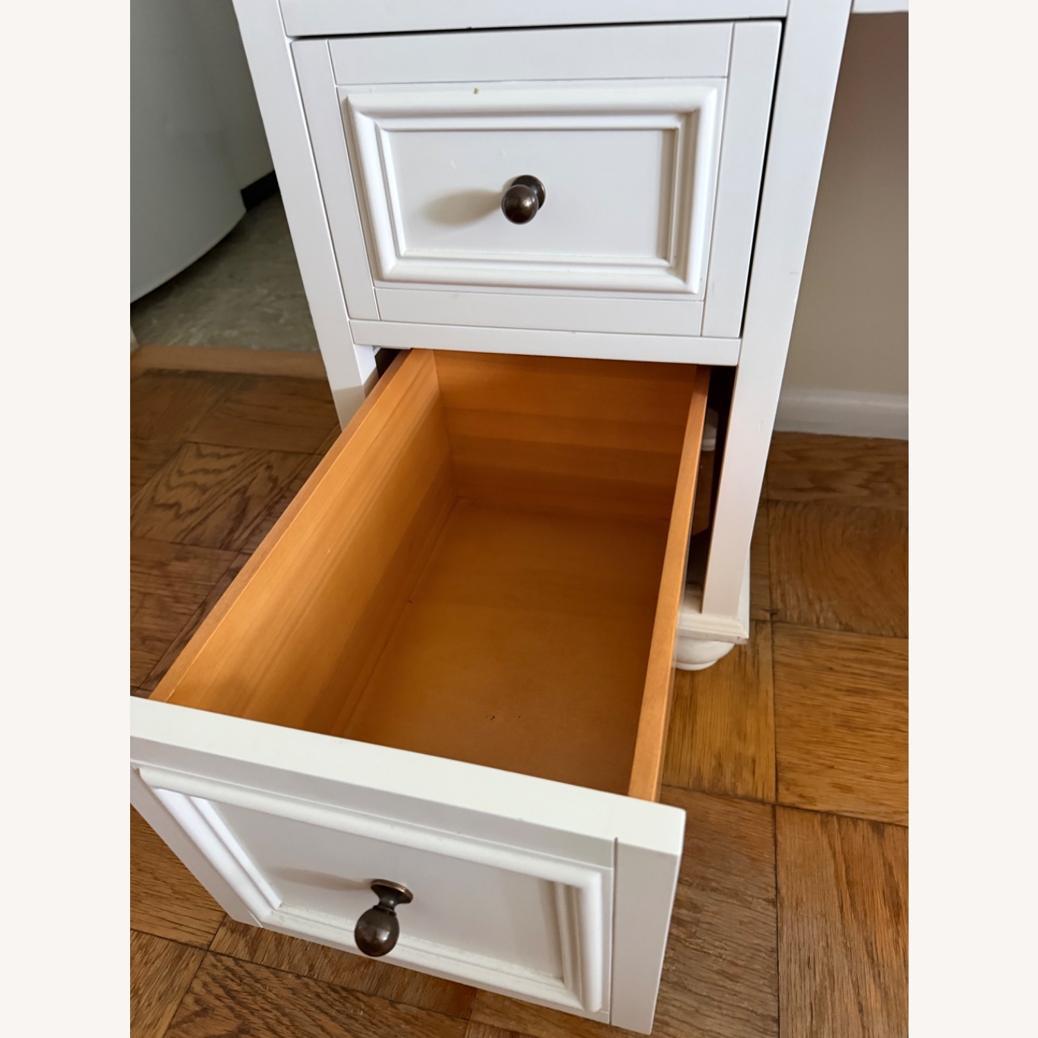 Pottery Barn Chelsea Vanity Desk White Wood Desk - image-8