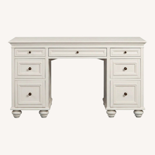 Used Pottery Barn Chelsea Vanity Desk White Wood Desk for sale on AptDeco