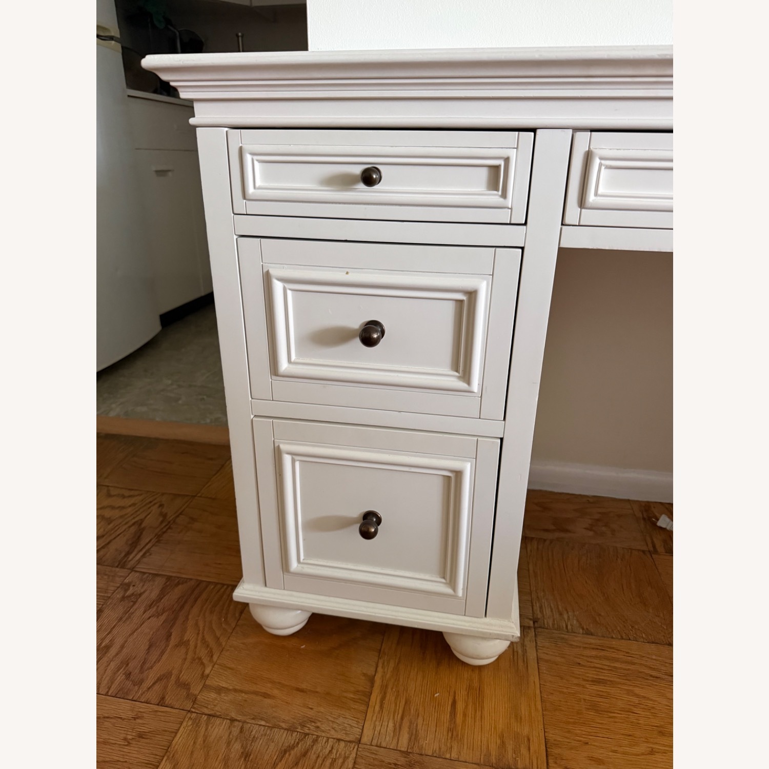 Pottery Barn Chelsea Vanity Desk White Wood Desk - image-5