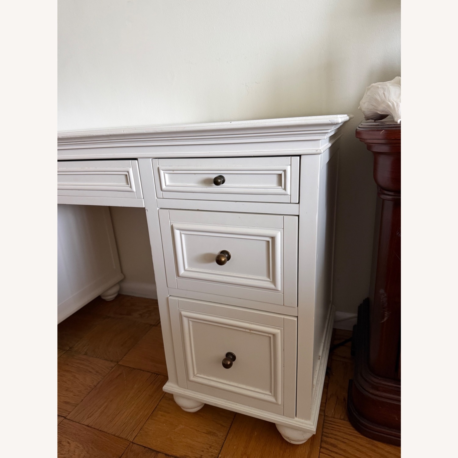 Pottery Barn Chelsea Vanity Desk White Wood Desk - image-7