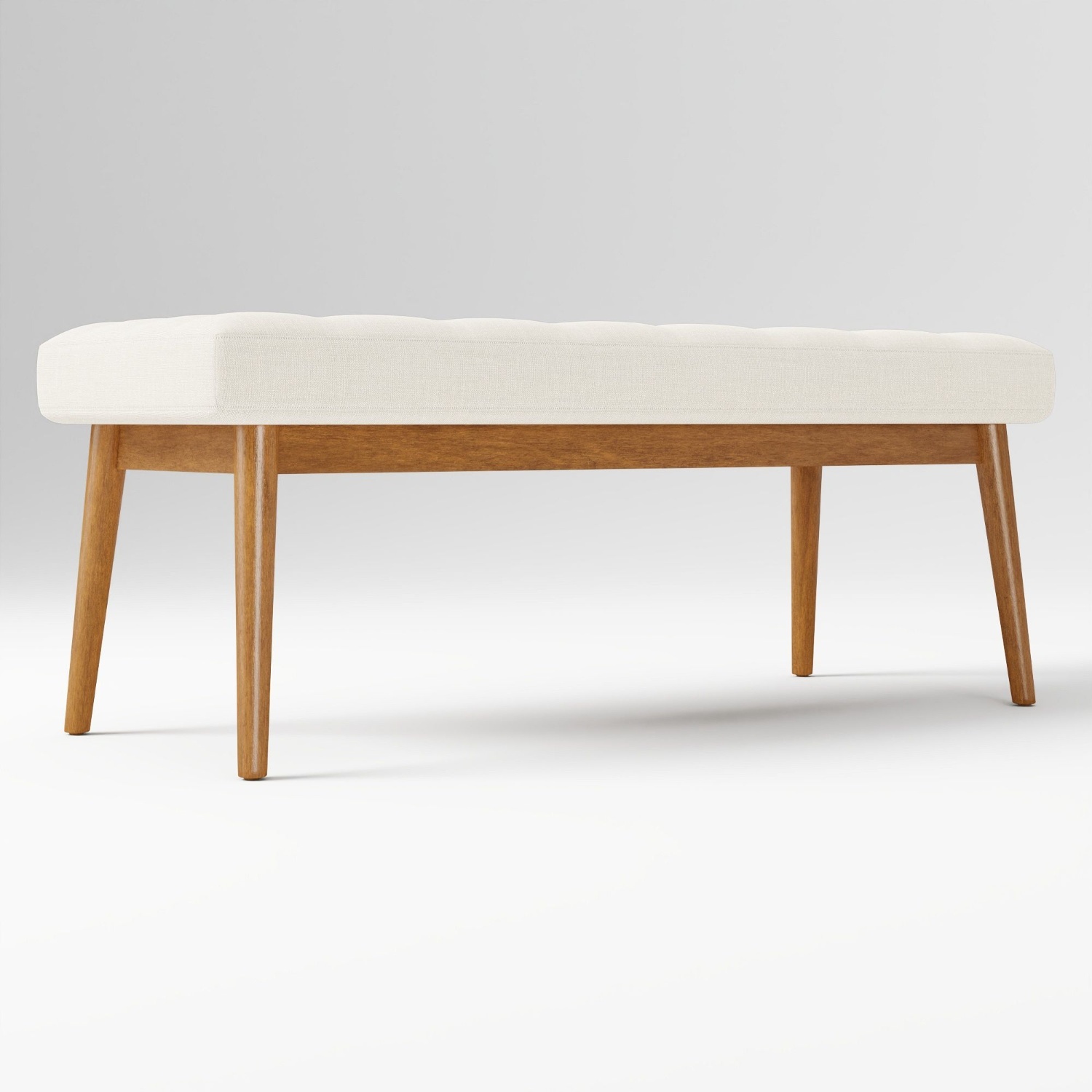 West Elm Mid-Century Light Gray Fabric Bench - image-5