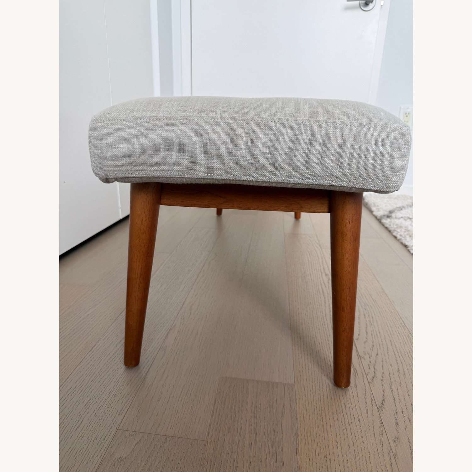 West Elm Mid-Century Light Gray Fabric Bench - image-3