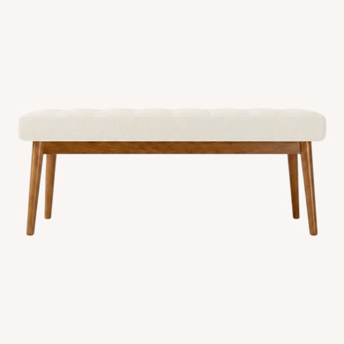 Used West Elm Mid-Century Light Gray Fabric Bench for sale on AptDeco