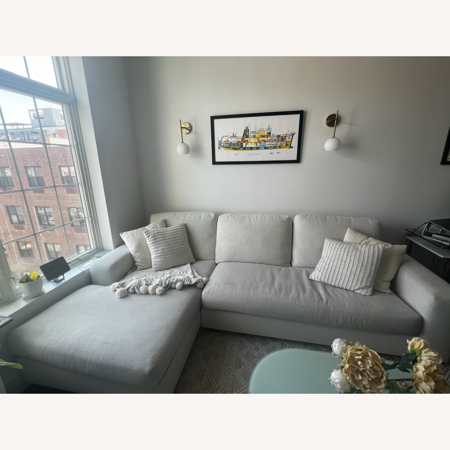 Pottery Barn White Fabric 2 Piece Sectional - image-1