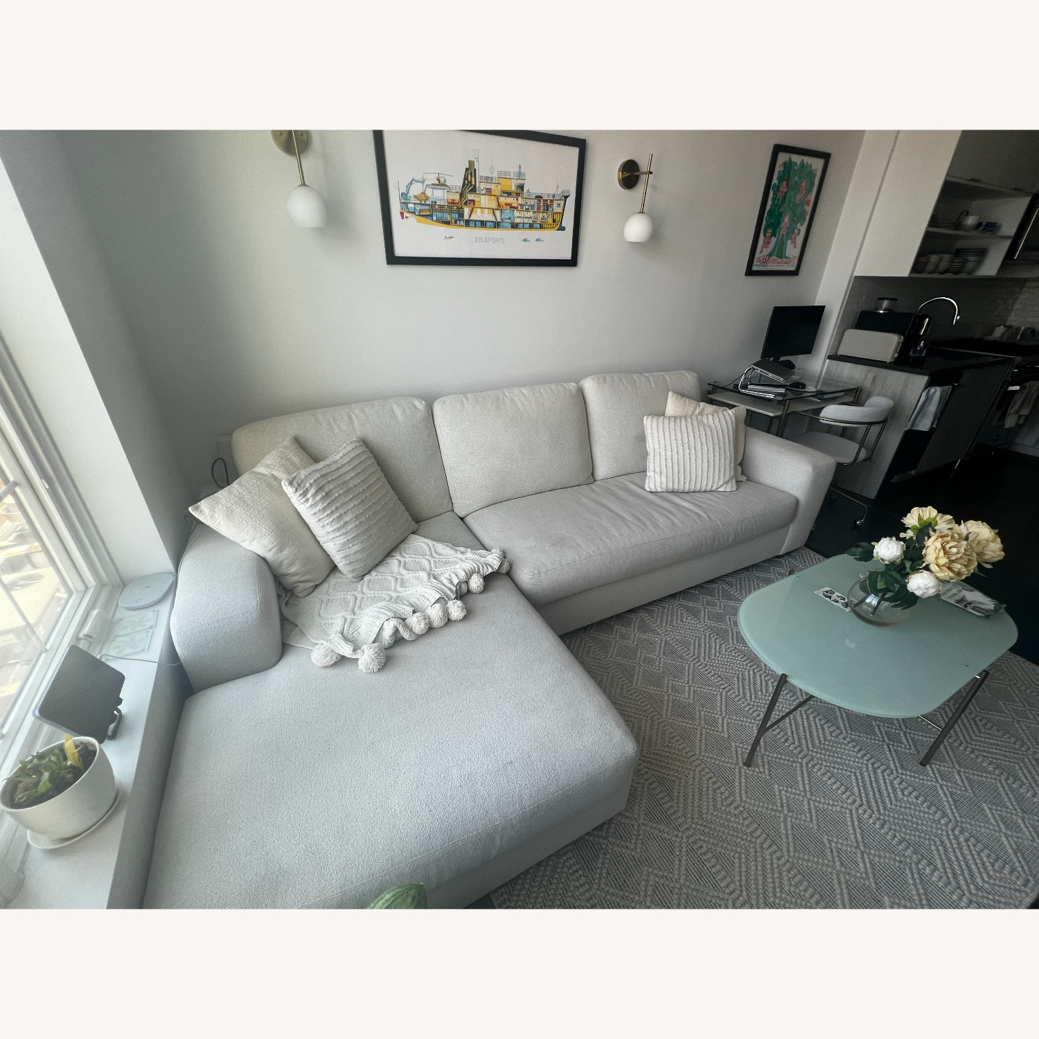 Pottery Barn White Fabric 2 Piece Sectional - image-2