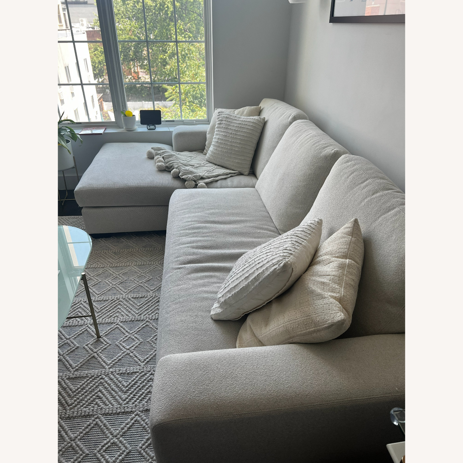 Pottery Barn White Fabric 2 Piece Sectional - image-3