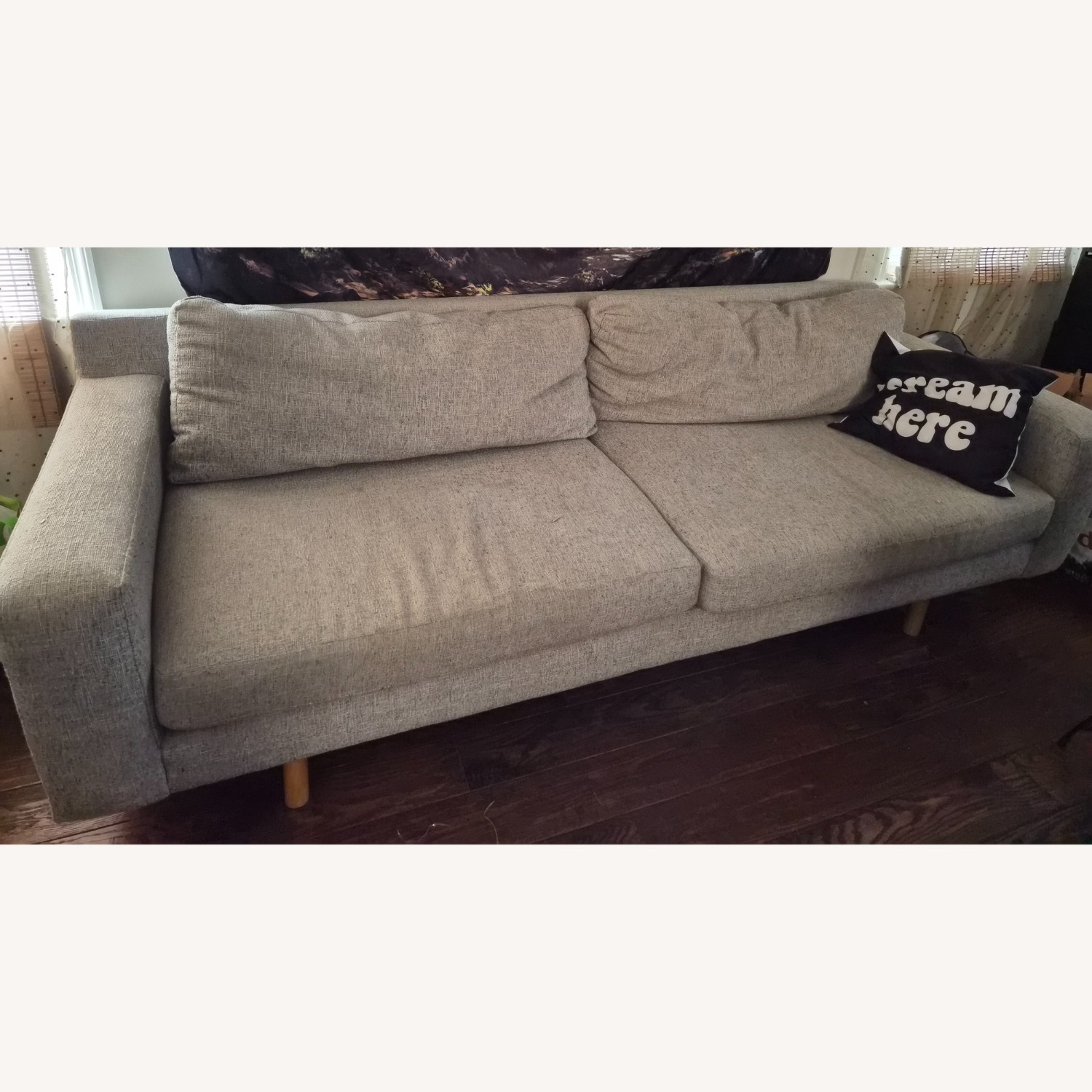 West Elm Eddy Light Gray/ Graphite Fabric 2 Seater Sofa - image-1