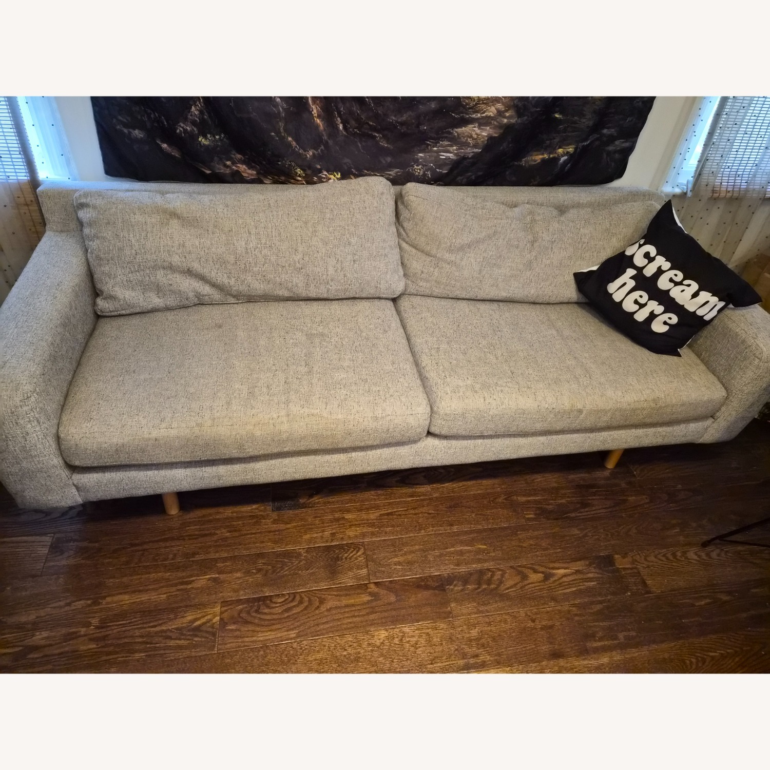 West Elm Eddy Light Gray/ Graphite Fabric 2 Seater Sofa - image-2