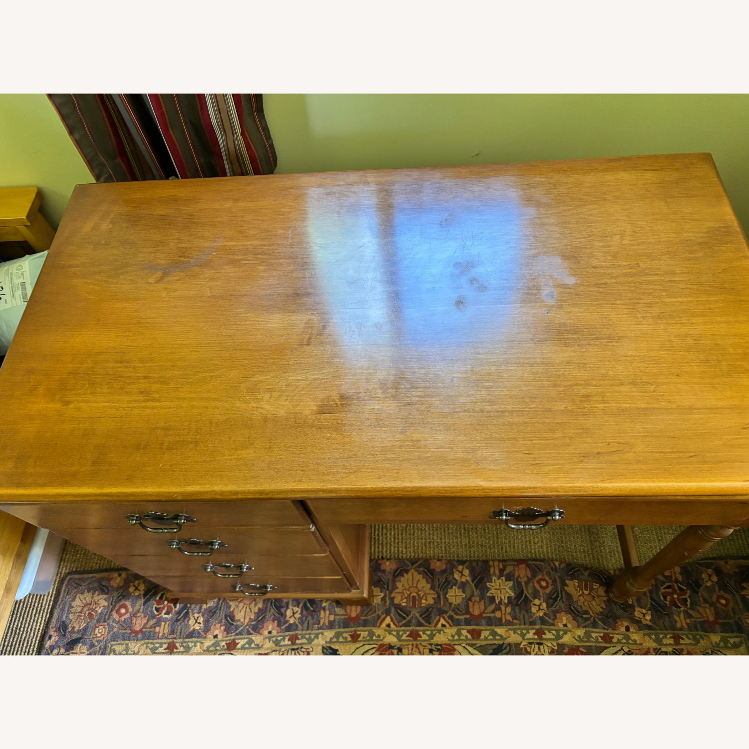Vintage Ethan Allen 4-Drawer Nutmeg Maple Desk - image-2