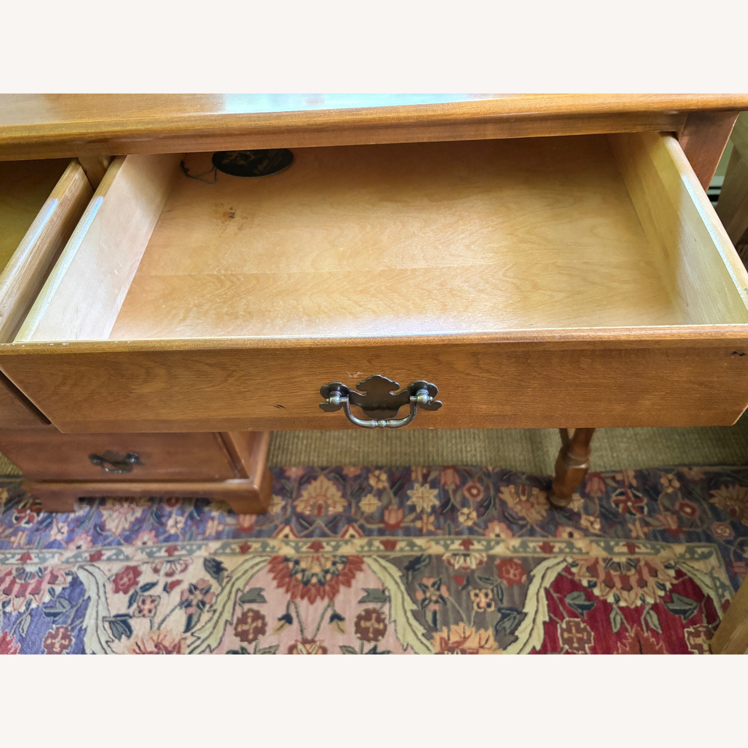 Vintage Ethan Allen 4-Drawer Nutmeg Maple Desk - image-4
