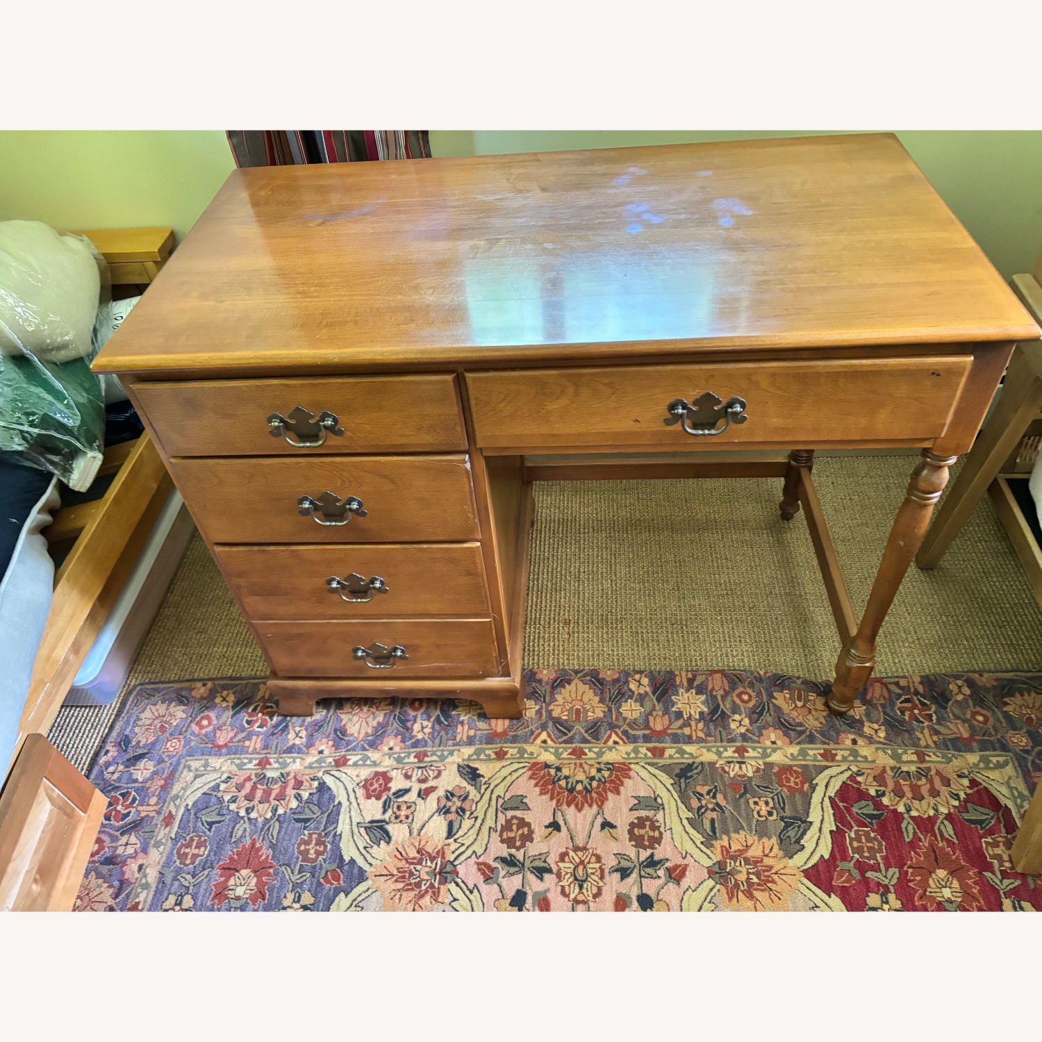 Vintage Ethan Allen 4-Drawer Nutmeg Maple Desk - image-8