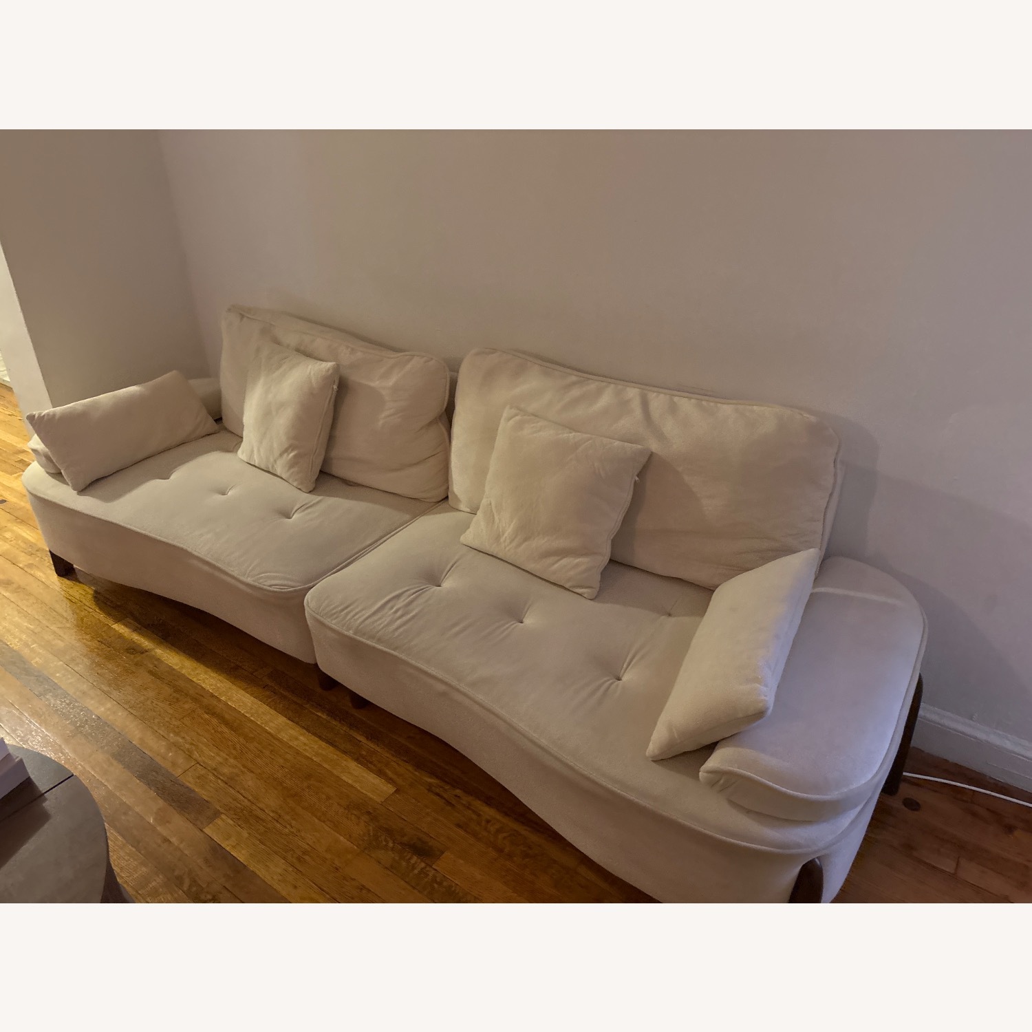 White Fabric Loveseat - image-2