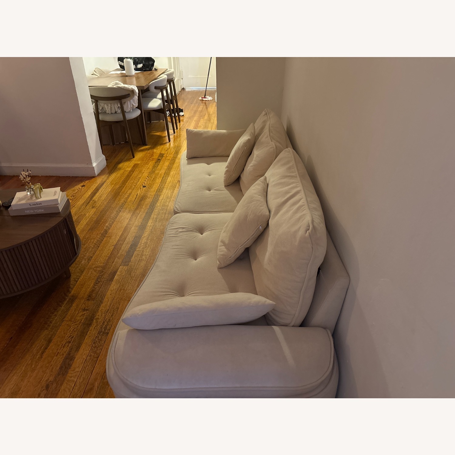 White Fabric Loveseat - image-3