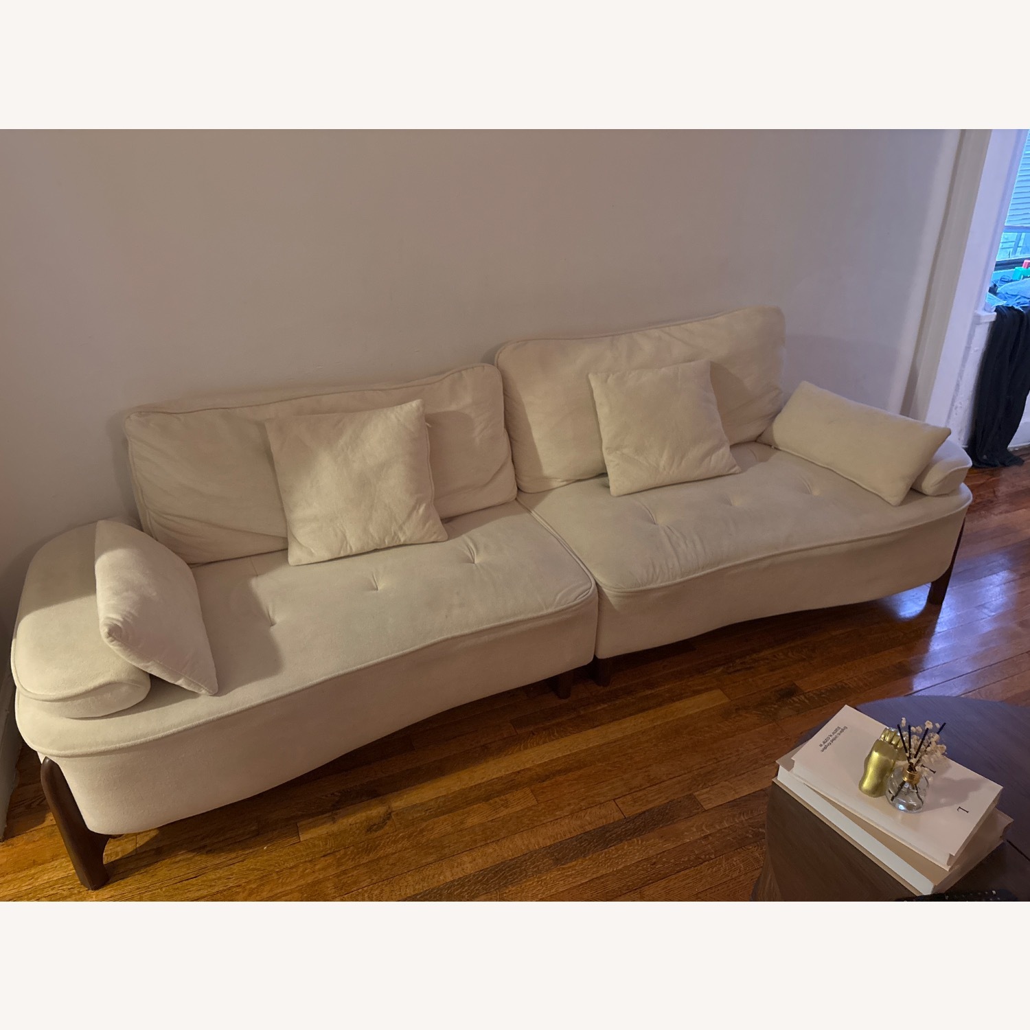 White Fabric Loveseat - image-4