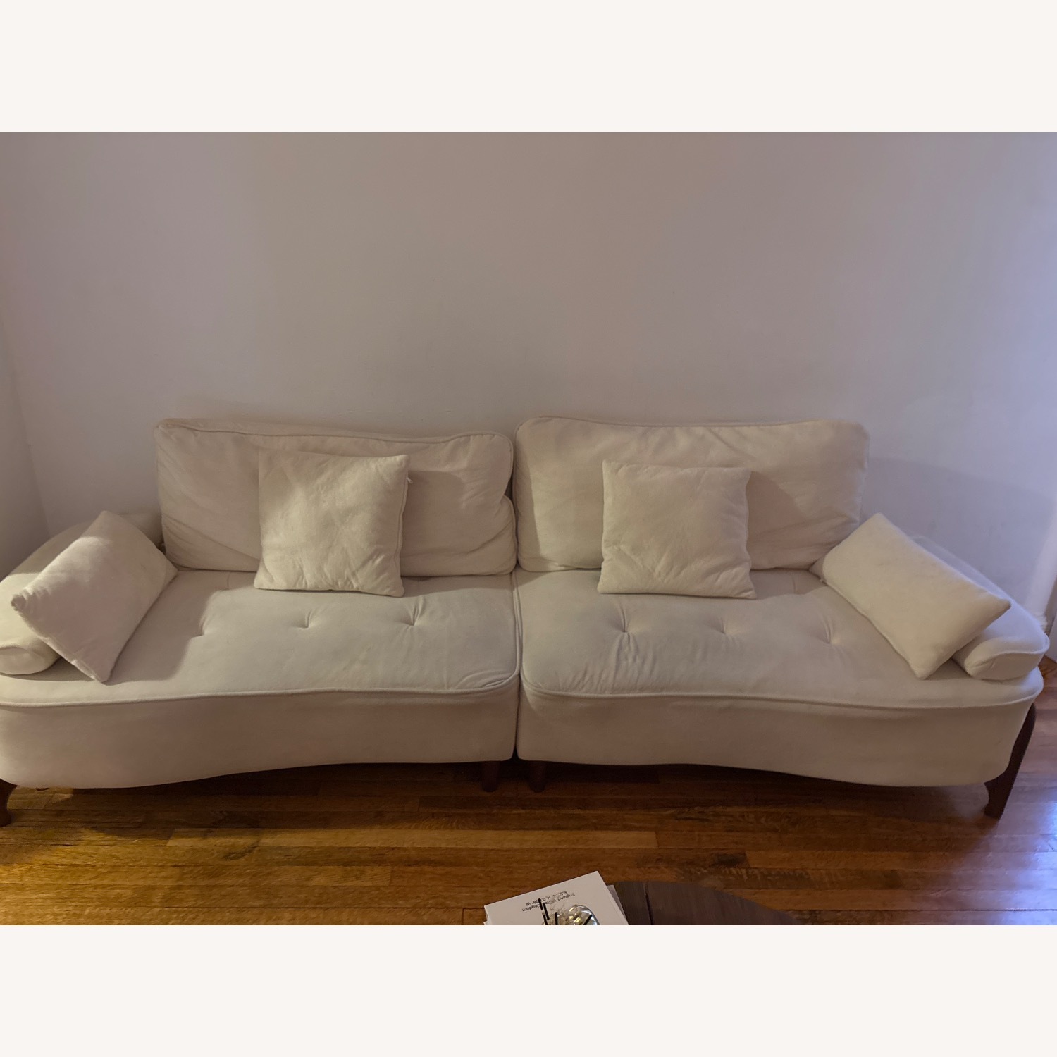 White Fabric Loveseat - image-1