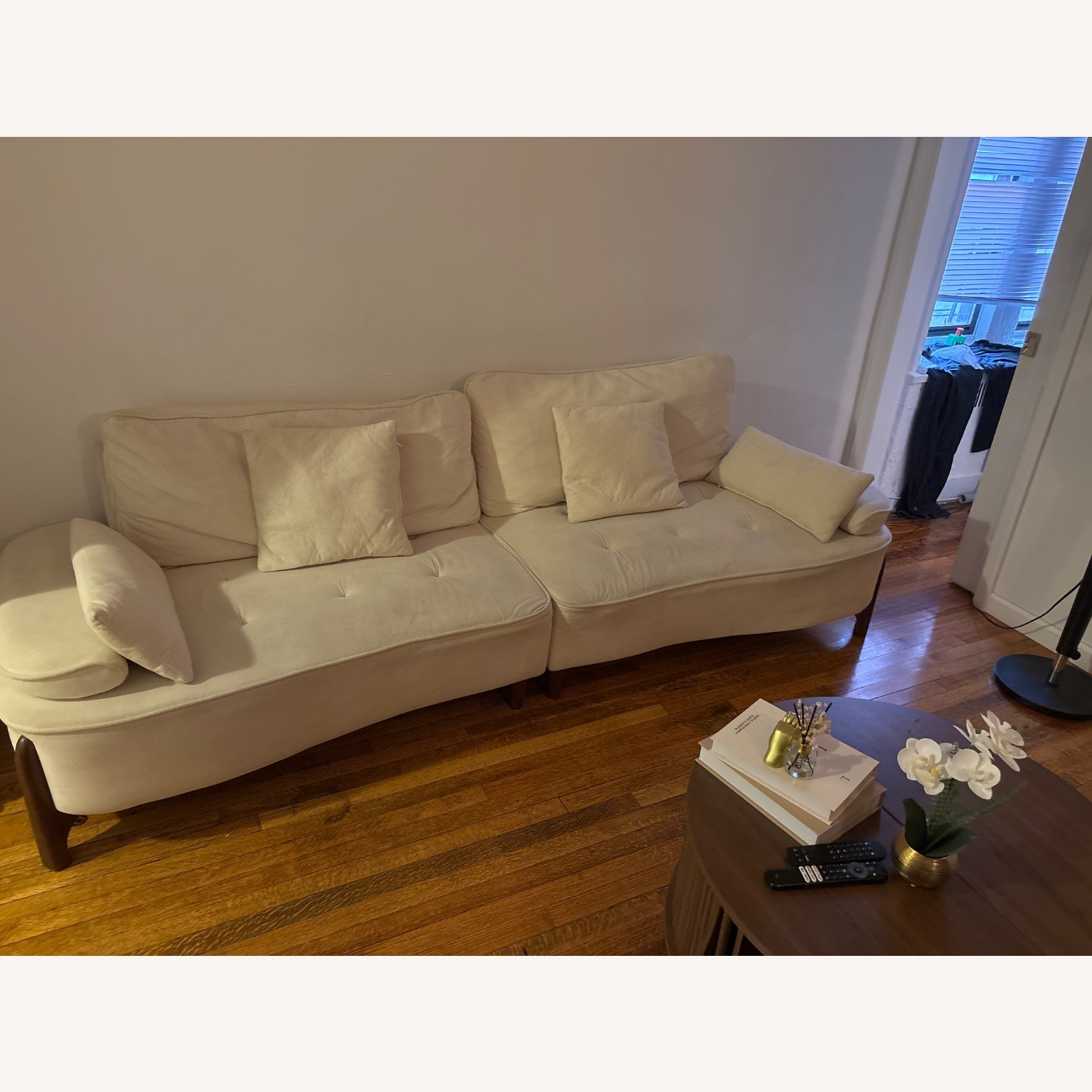 White Fabric Loveseat - image-5