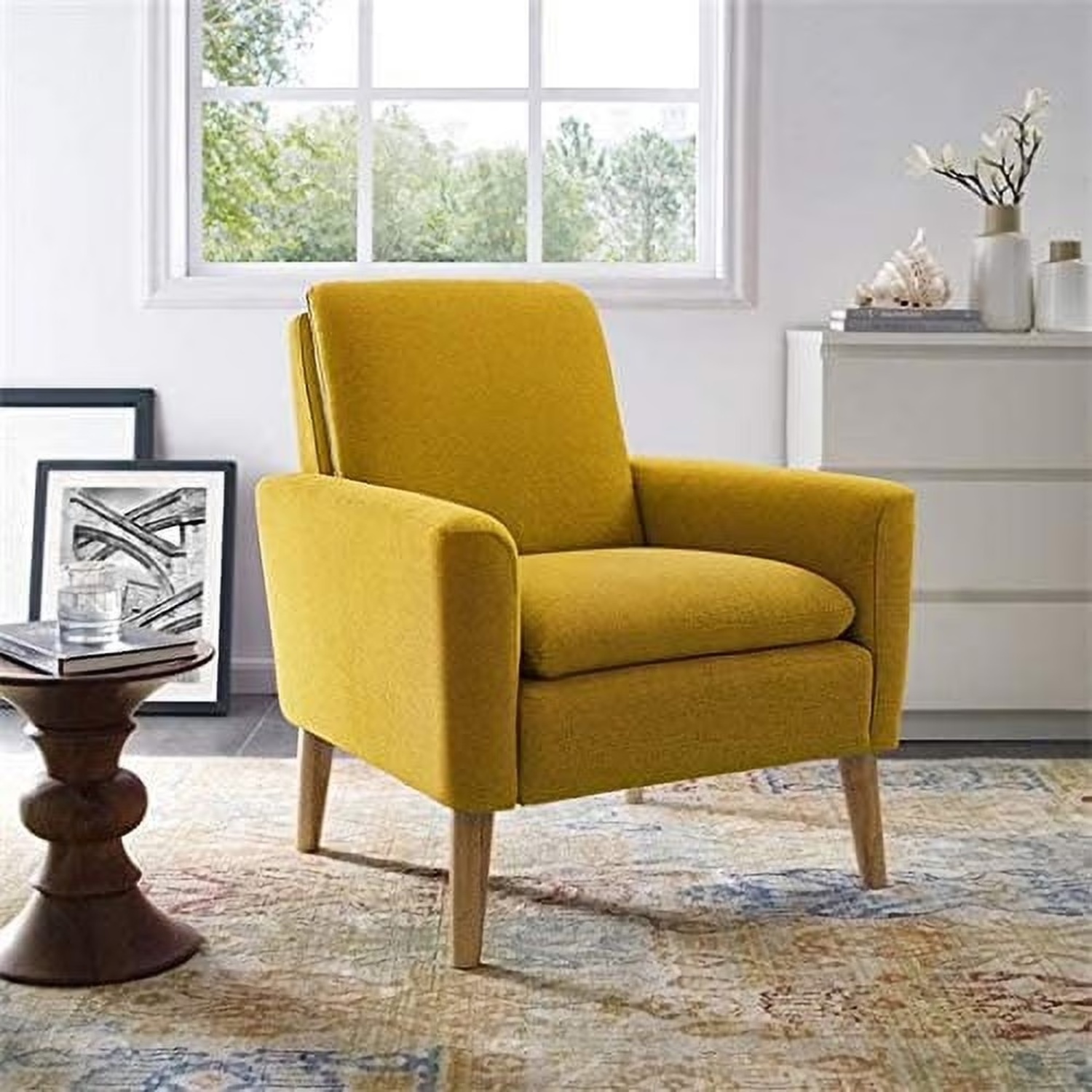 Yellow Fabric Armchair - image-4