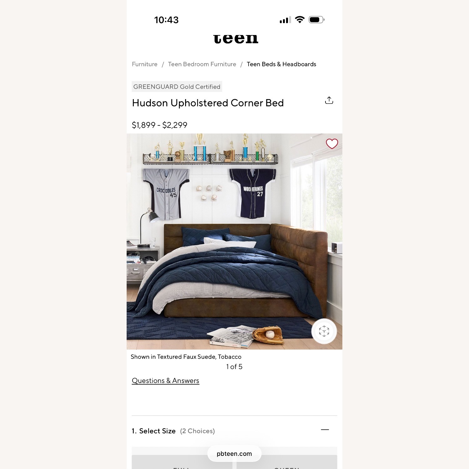 Pottery Barn Hudson Upholstered Corner Queen Bed - image-6