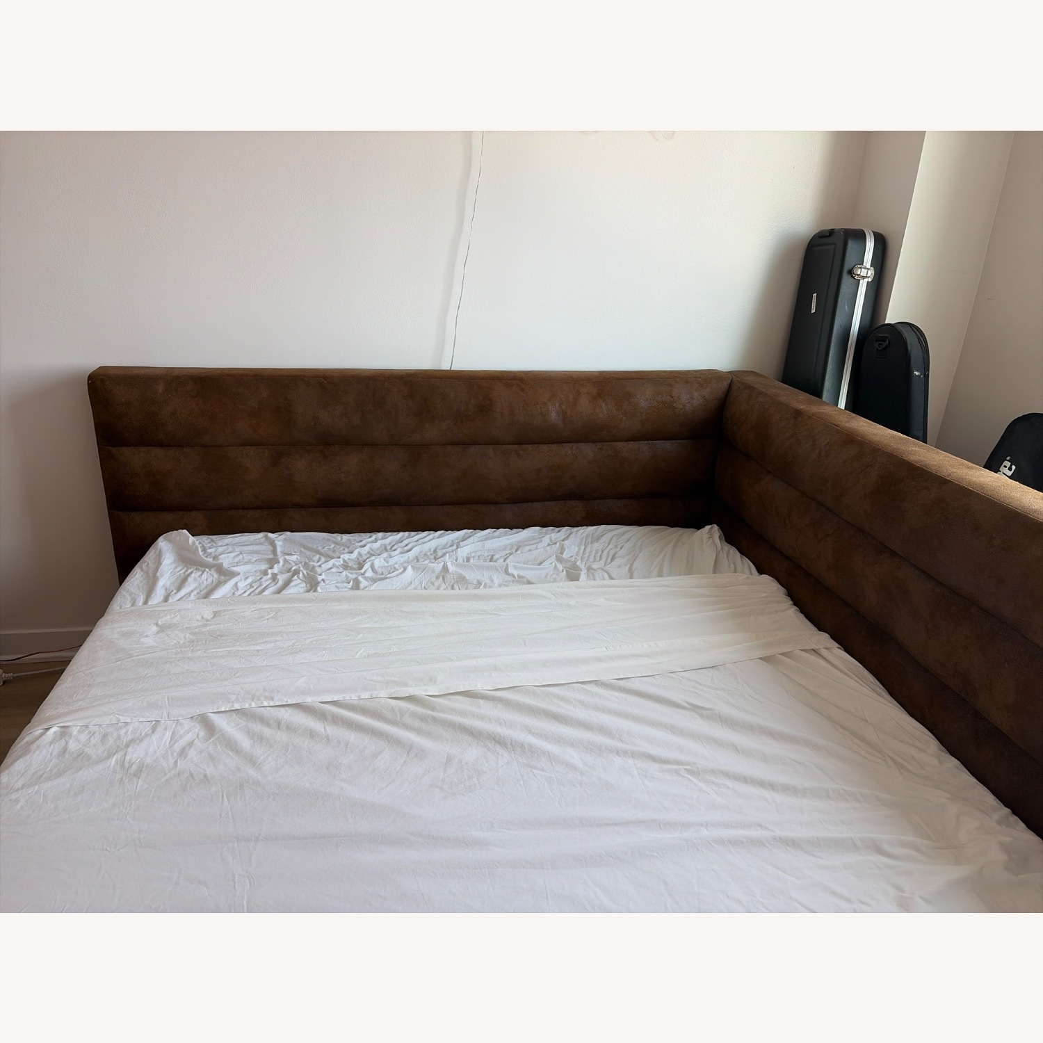 Pottery Barn Hudson Upholstered Corner Queen Bed - image-2