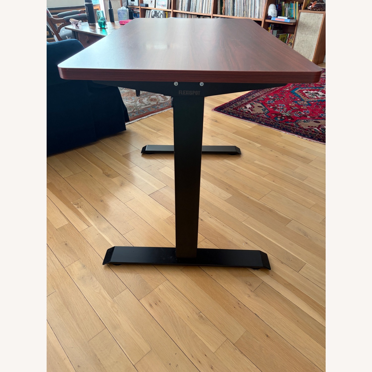 Flexispot Dark Brown Wood Sit Stand Electic Desk - image-1