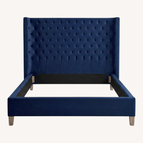 Used Jen Velvet Blue King Bed  for sale on AptDeco