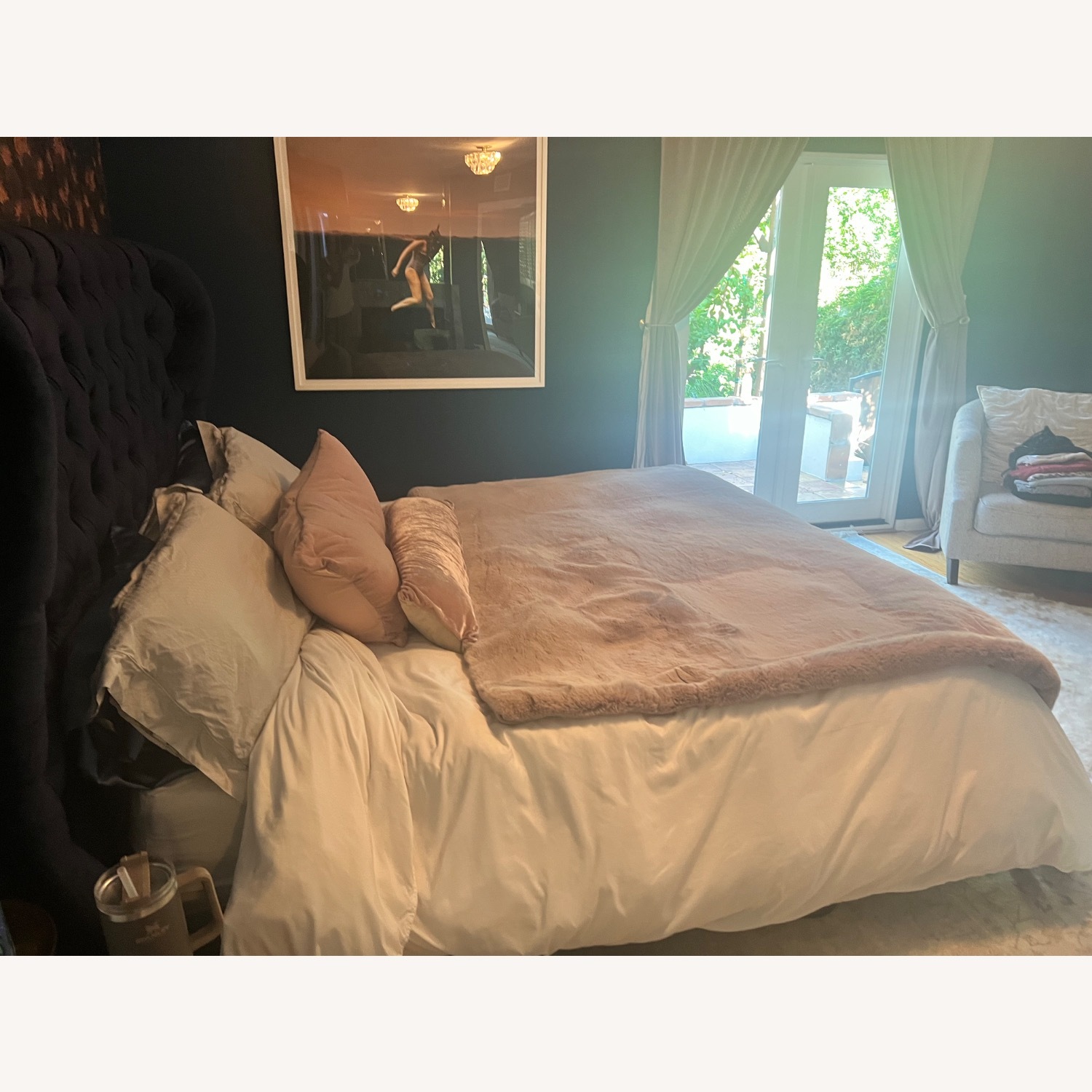 Jen Velvet Blue King Bed  - image-3