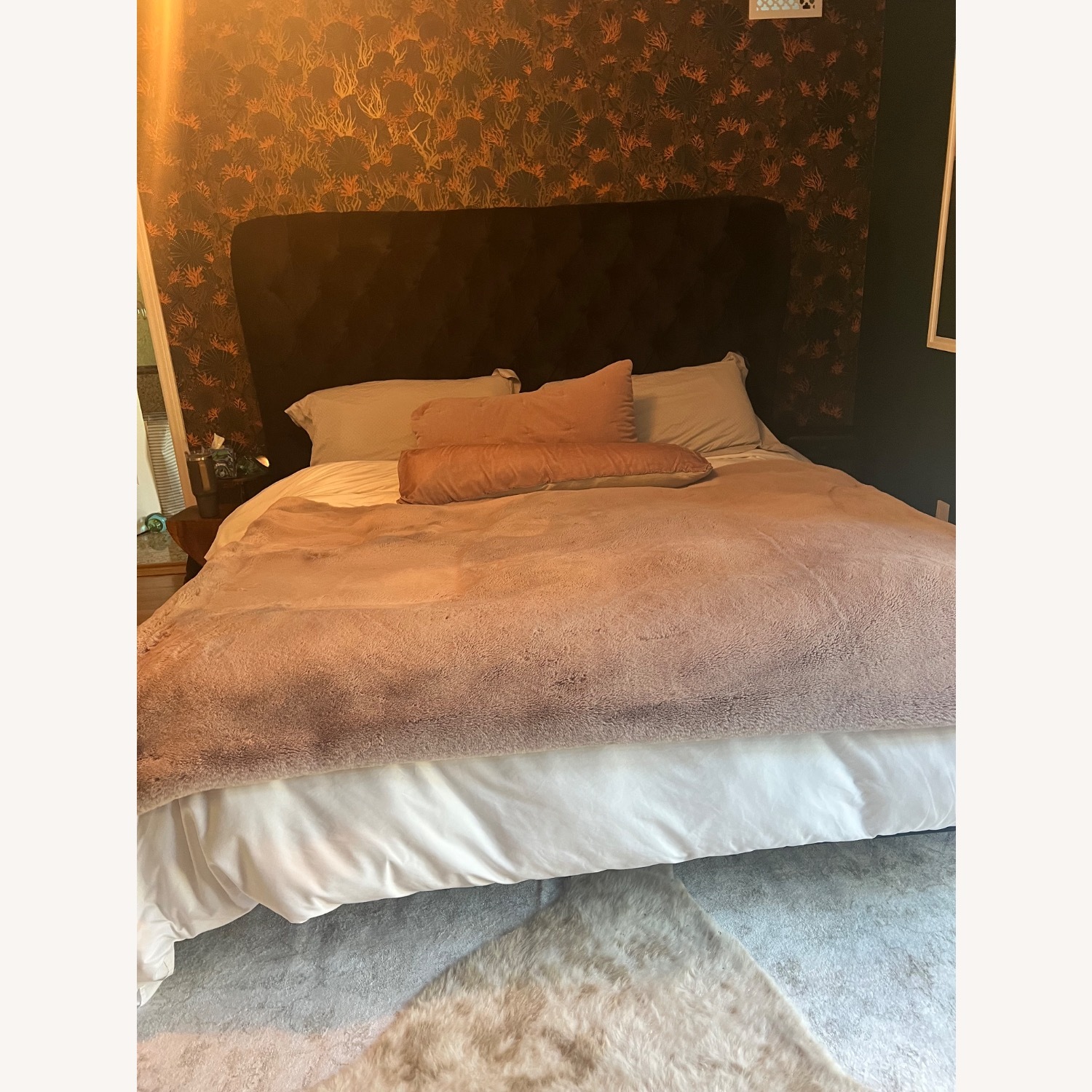 Jen Velvet Blue King Bed  - image-2