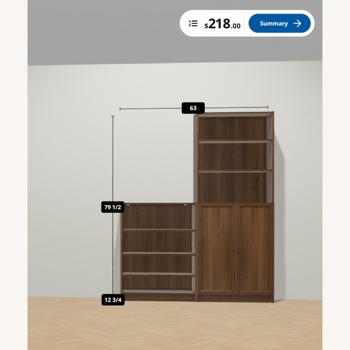 Used 2 IKEA Billy WALNUT Wood Bookcase Shelves for sale on AptDeco