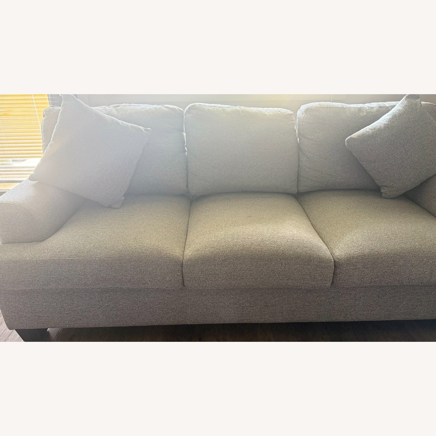 Vintage/Antique Light Gray Fabric 3+ Seater Sofa - image-1