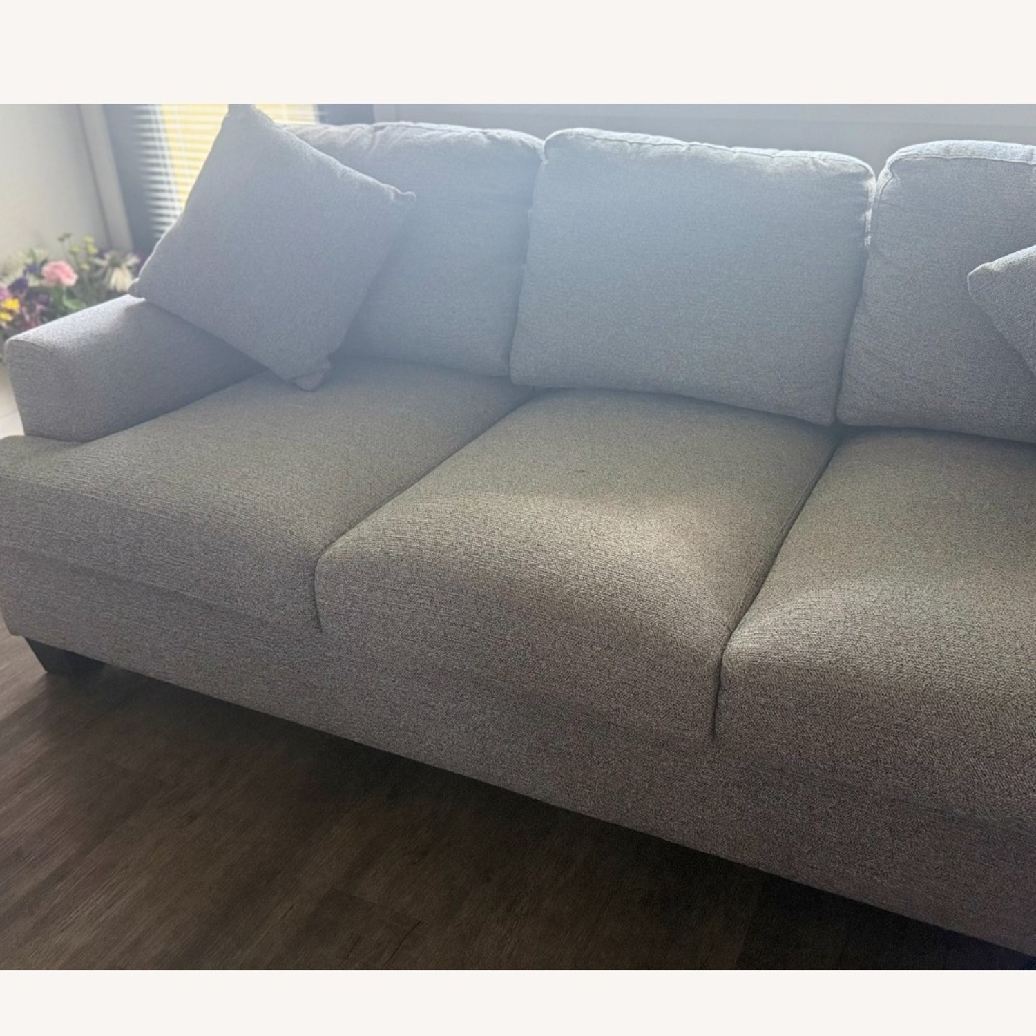 Vintage/Antique Light Gray Fabric 3+ Seater Sofa - image-4